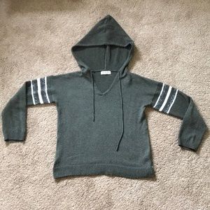 Pink Rose Olive Green V Neck Sweater